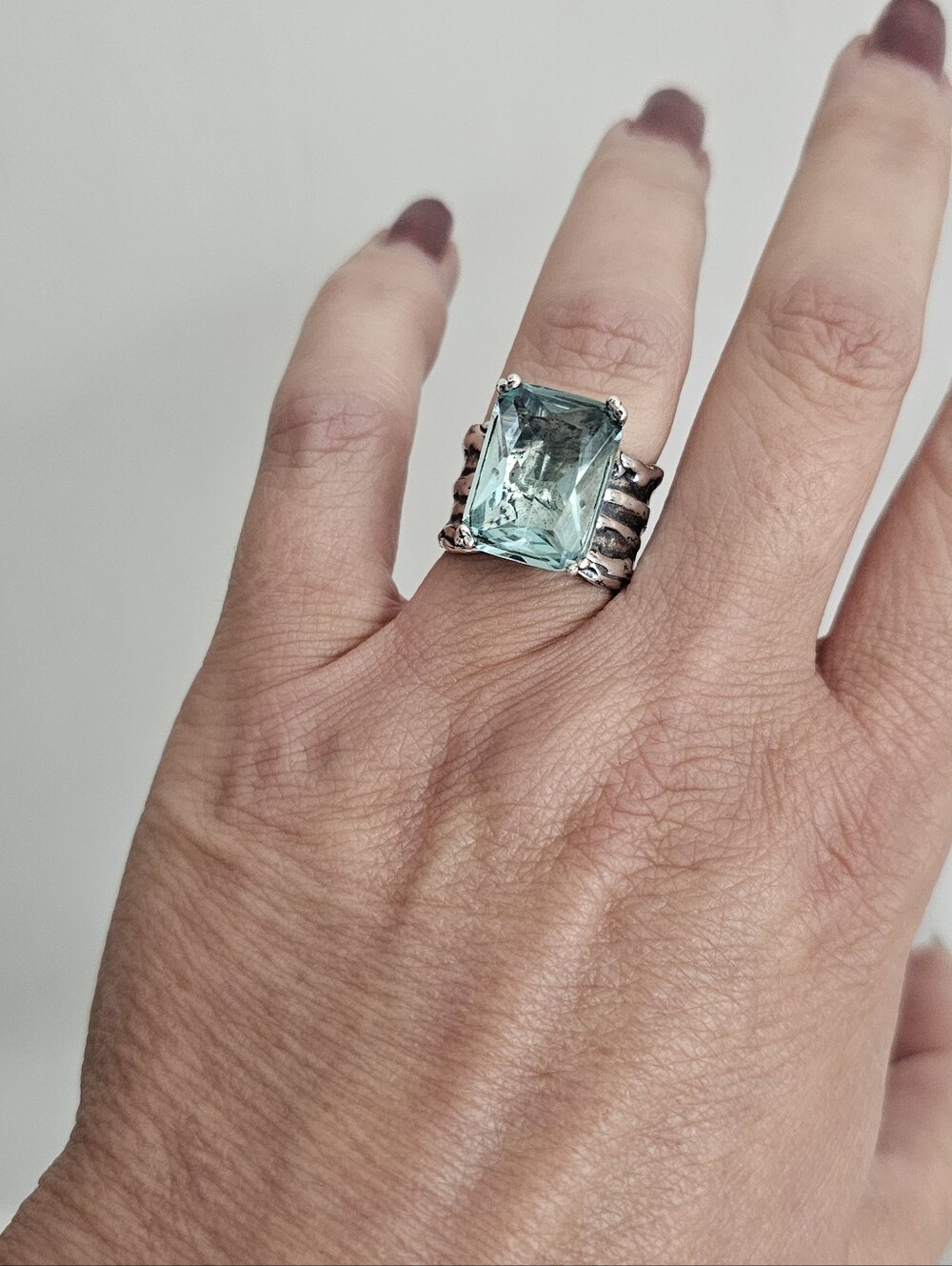 Silpada Retired Sterling Silver Aqua Blue Statement Ring Size 7 - Picture 5 of 7